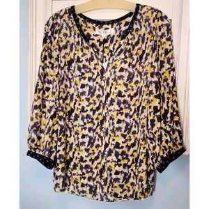 Chelsea & Theodore Top Medium Viscose Paintbrush Strokes‎ Multiprint Floral $58